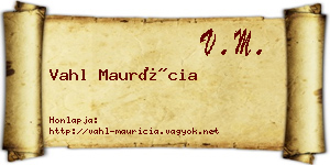 Vahl Maurícia névjegykártya